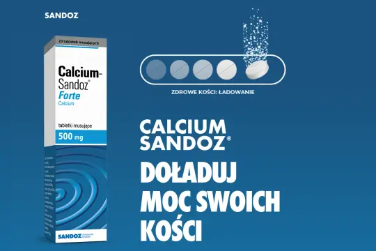 Calcium Sandoz Forte to lek na co? Na zdrowe kości! Tabletki musujące 500 mg pomogą doładować moc Twoich kości.